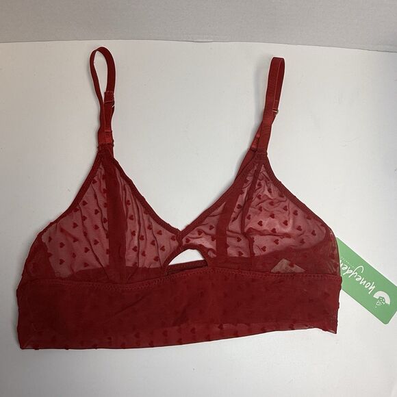 Honeydew Intimates Sheer Mesh Raised Hearts Bralette In Red Sz Small New - Picture 2 of 6